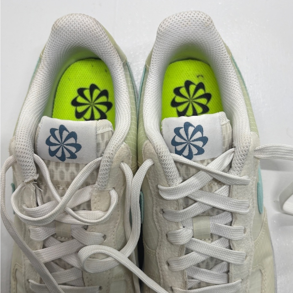 Nike Air Force 1 Next Nature White Aura Teal Swoosh Women’s 6.5Y / 8 Eco AF1 - Picture 11 of 12